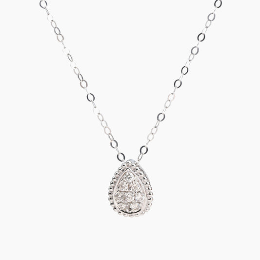 18K White Gold Diamond Teardrop Necklace