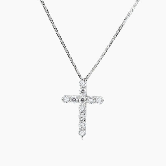 18K White Gold Radiant Faith Cross Necklace