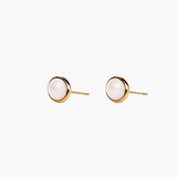 18K Yellow Gold White Onyx Stud Earrings