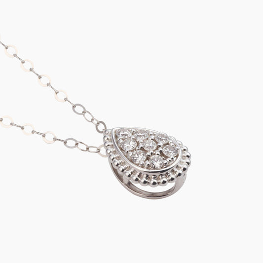 18K White Gold Diamond Teardrop Necklace