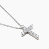 18K White Gold Radiant Faith Cross Necklace
