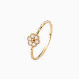 18K Yellow Gold Floral Diamond Accent Ring