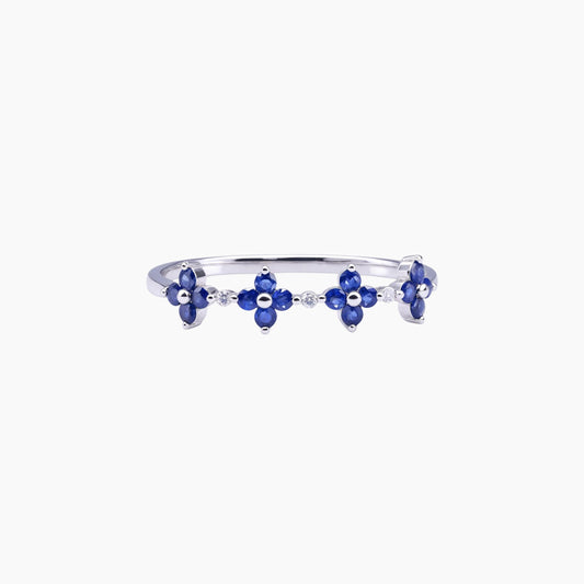 18K White Gold Sapphire Blossom Ring