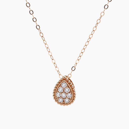 18K Rose Gold Diamond Teardrop Necklace