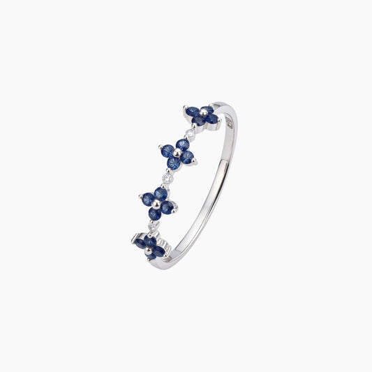 18K White Gold Sapphire Blossom Ring