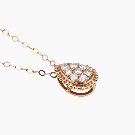 18K Rose Gold Diamond Teardrop Necklace