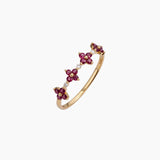 18k Yellow Gold Diamond and Ruby Floral Ring