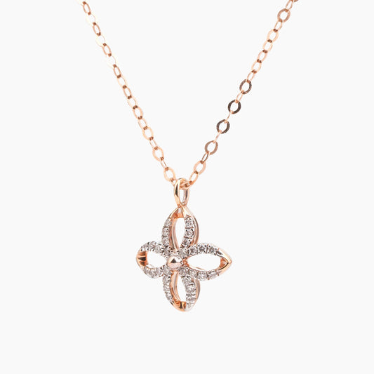 18K Rose Gold Diamond Petal Necklace