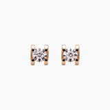 18K Rose Gold Radiant Diamond Stud Earrings