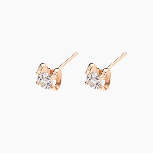 18K Rose Gold Radiant Diamond Stud Earrings