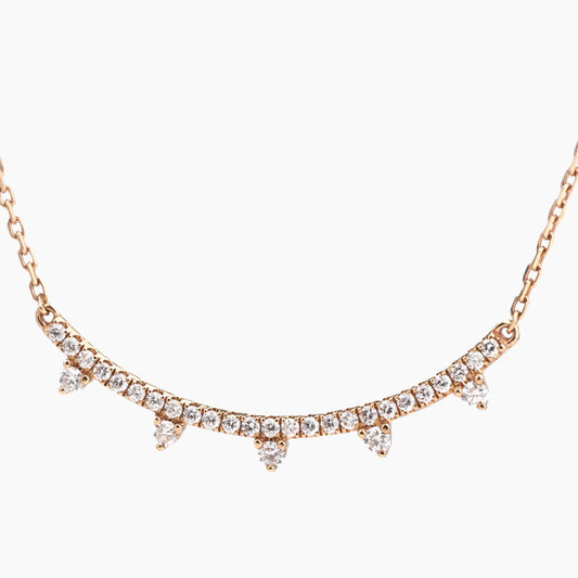 18K Rose Gold Crescent Sparkle Necklace