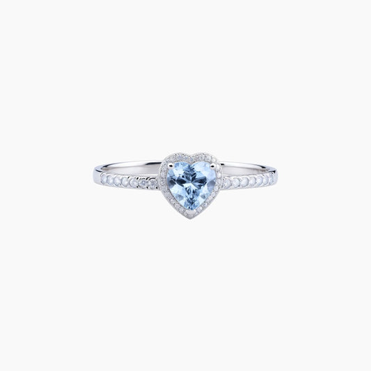 18K White Gold Heart's Whisper Aquamarine Ring