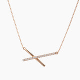 18K Rose Gold Diamond Crossbar Necklace