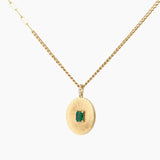 18K Yellow Gold Textured Emerald Necklace