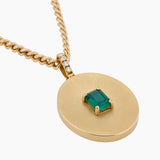 18K Yellow Gold Textured Emerald Necklace