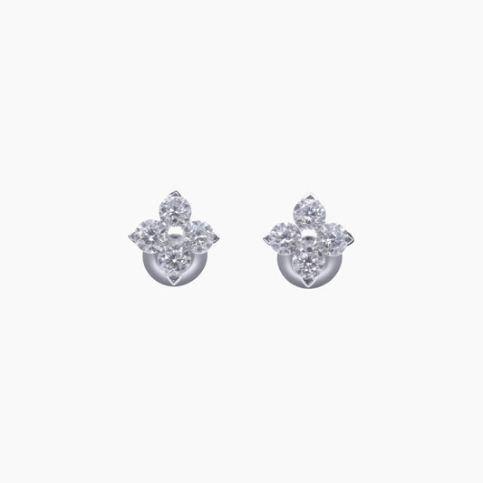 18K White Gold Radiant Diamond Stud Earrings