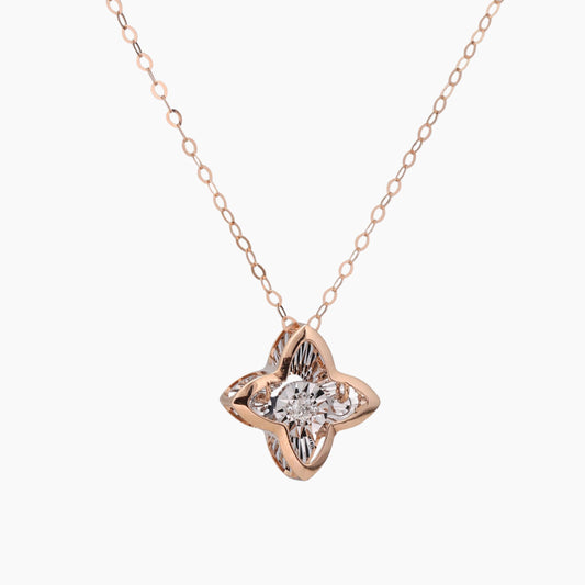 18K Rose Gold Floral Star Rose Gold Pendant