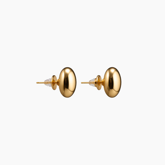 18K Yellow Gold Sleek Gold Dome Earrings