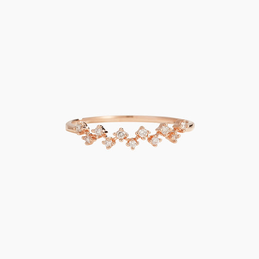 18K Rose Gold Cascade Diamond Ring