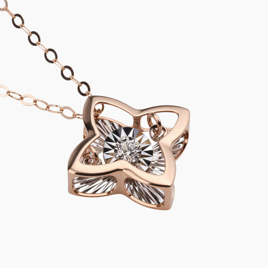 18K Rose Gold Floral Star Rose Gold Pendant