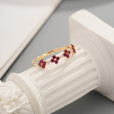 18k Yellow Gold Diamond and Ruby Floral Ring