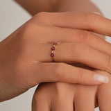 18k Yellow Gold Diamond and Ruby Floral Ring